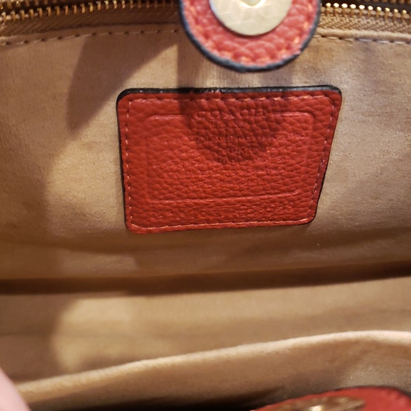 Coach Brown Signature Satchel with Red & Pink Strawberry Print Size Medium - Picture 3 of 16